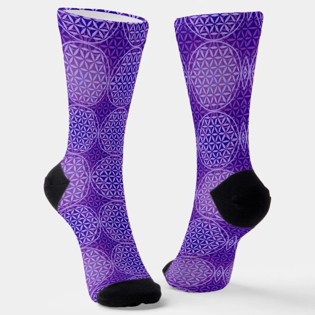 FLOWER OF LIFE - violet lila pattern Socks (Angled)