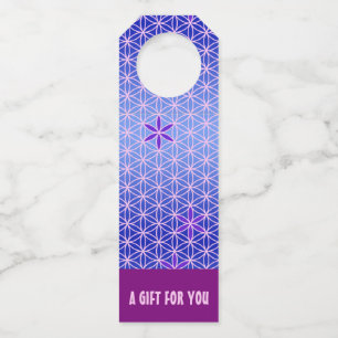 FLOWER OF LIFE - violet pink pattern Bottle Tag