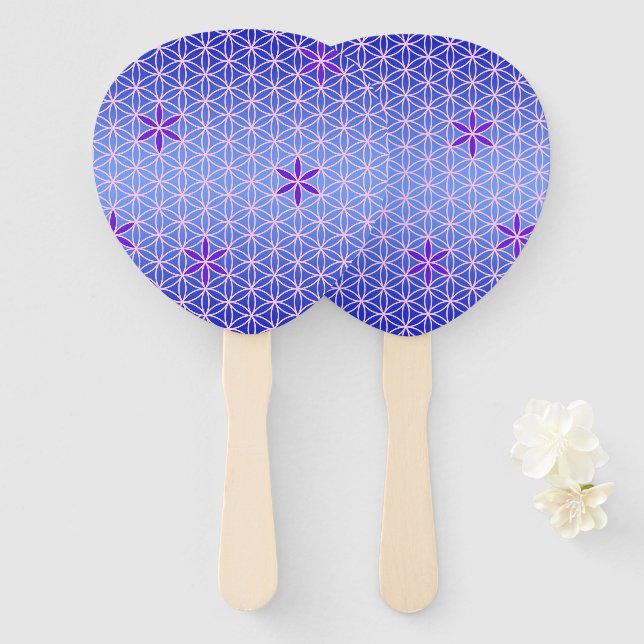FLOWER OF LIFE - violet pink pattern Hand Fan (Front and Back)