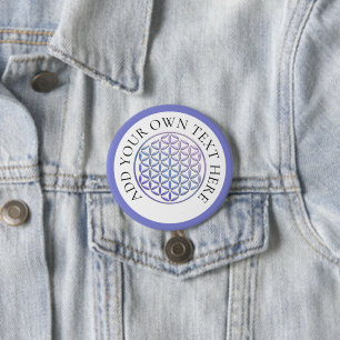 FLOWER OF LIFE - violett shine stamp 7.5 Cm Round Badge