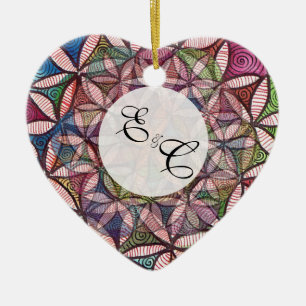 Flower of Life Watercolor art Ceramic Tree Decoration