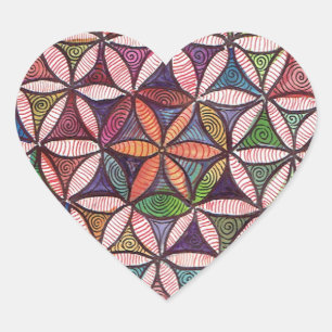 Flower of Life Watercolor art Heart Sticker