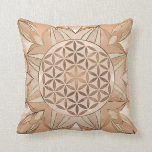 Flower of Life Watercolor gentle peach Cushion