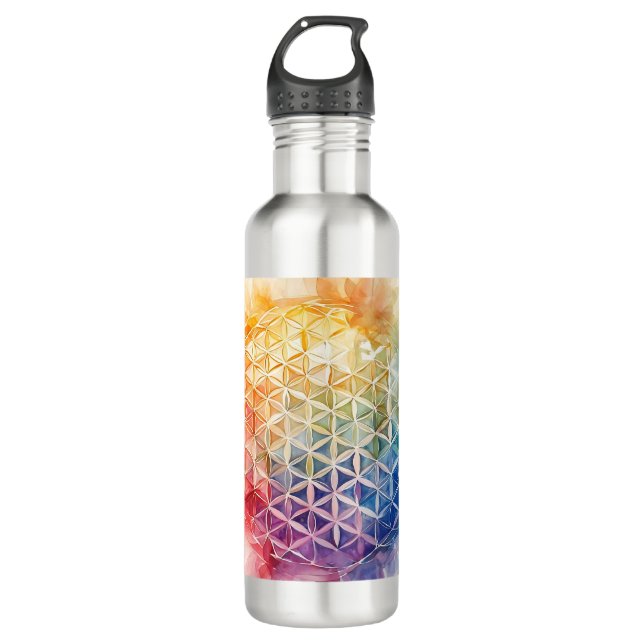 Flower of Life - Watercolor Painting 710 Ml Water Bottle (Front)
