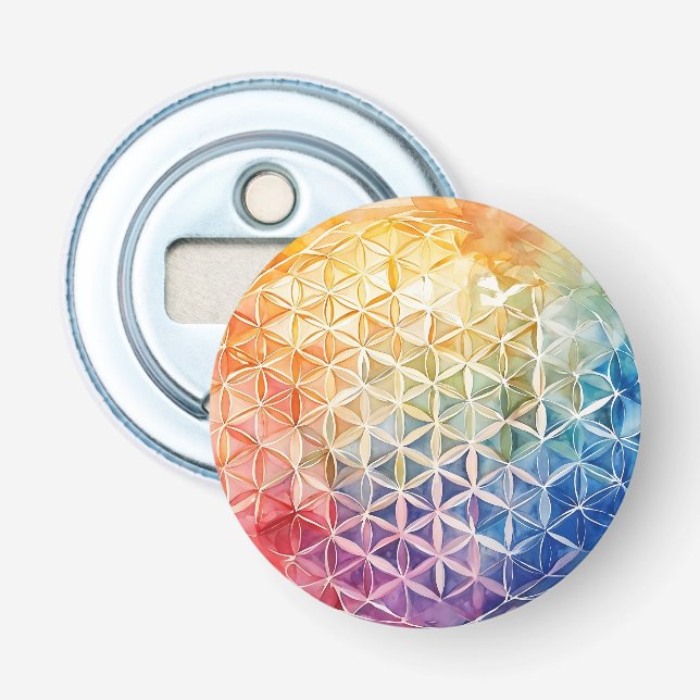 Flower of Life - Watercolor Painting Bottle Opener (Front)