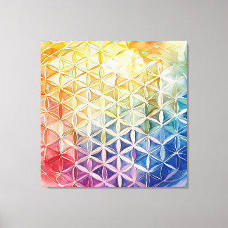 Flower of Life - Watercolor Painting Canvas Print