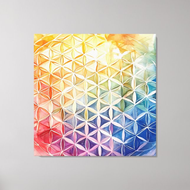 Flower of Life - Watercolor Painting Canvas Print (Front)