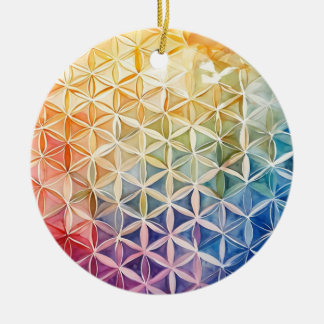 Flower of Life - Watercolor Painting Ceramic Tree Decoration