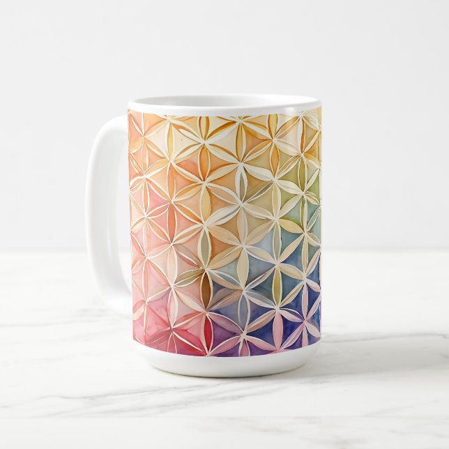 Flower of Life - Watercolor Painting Coffee Mug (Front Left)