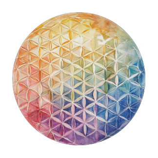 Flower of Life - Watercolor Painting Cutting Board