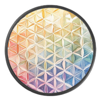 Flower of Life - Watercolor Painting Hockey Puck