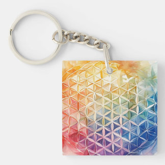 Flower of Life - Watercolor Painting Key Ring