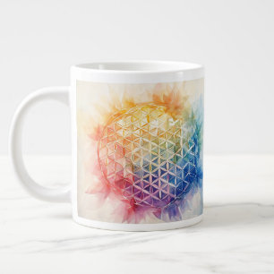 Flower of Life - Watercolor Painting Large Coffee Mug