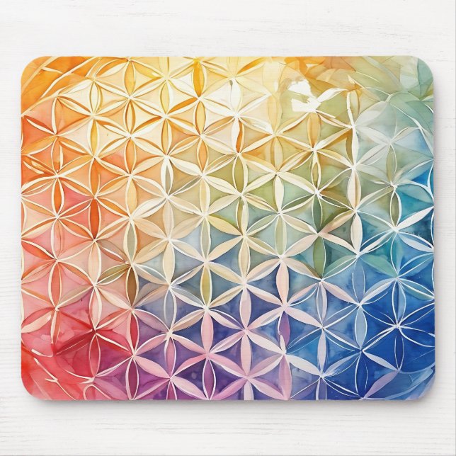 Flower of Life - Watercolor Painting Mouse Mat (Front)