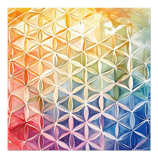 Flower of Life - Watercolor Painting Photo Print (Front)