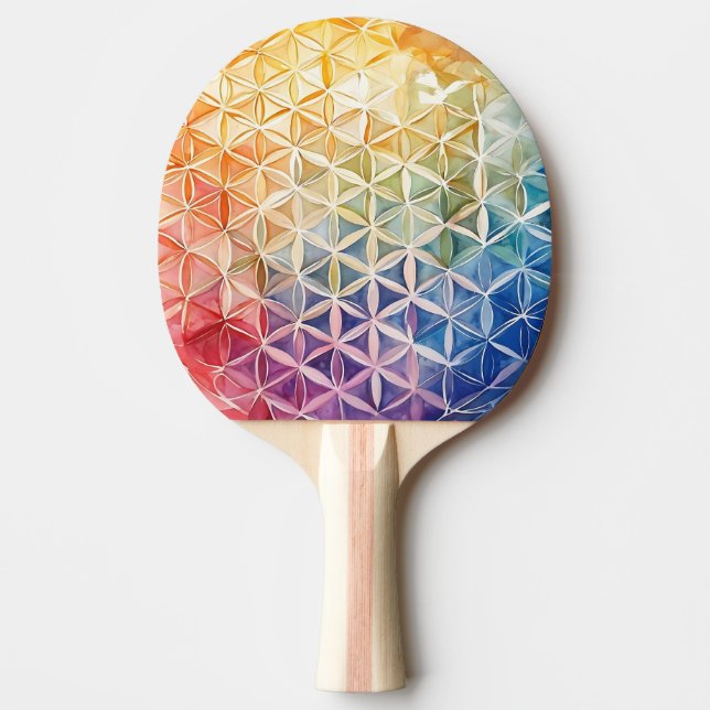 Flower of Life - Watercolor Painting Ping Pong Paddle (Front)