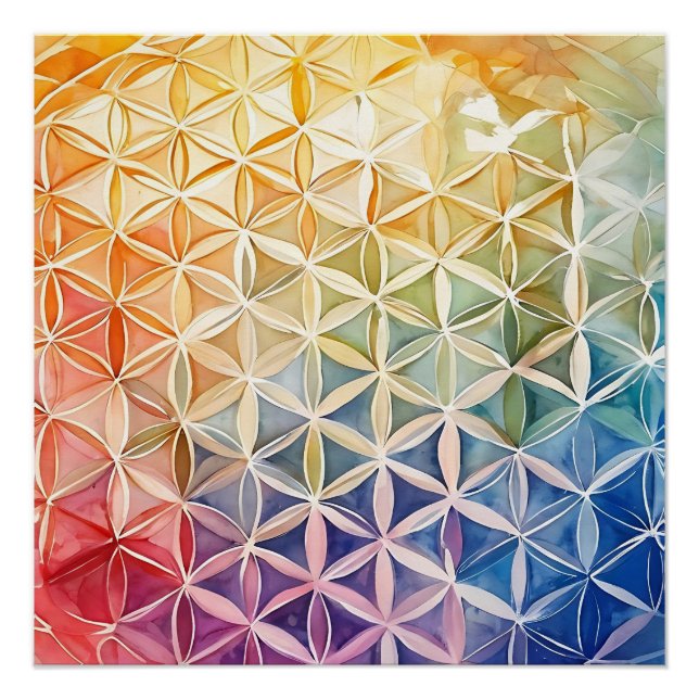 Flower of Life - Watercolor Painting Poster (Front)