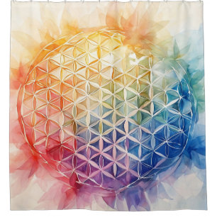 Flower of Life - Watercolor Painting Shower Curtain