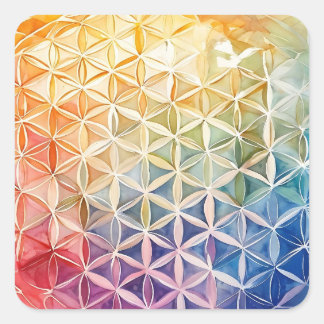 Flower of Life - Watercolor Painting Square Sticker
