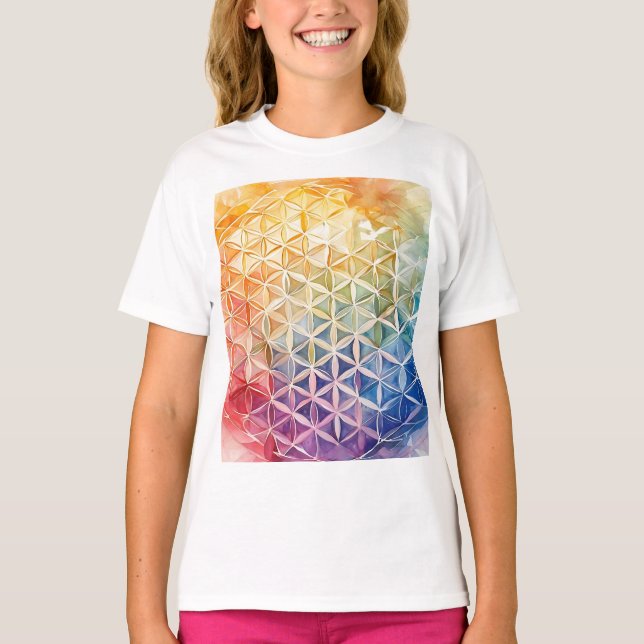 Flower of Life - Watercolor Painting T-Shirt (Front)