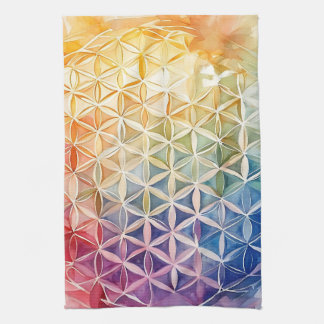 Flower of Life - Watercolor Painting Tea Towel