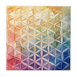 Flower of Life - Watercolor Painting Tile