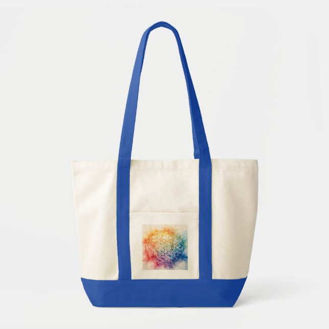 Flower of Life - Watercolor Painting Tote Bag (Front)