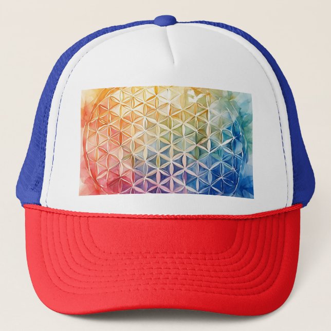 Flower of Life - Watercolor Painting Trucker Hat (Front)