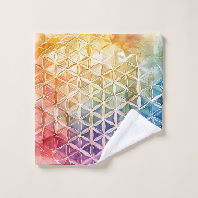 Flower of Life - Watercolor Painting Wash Cloth (Wash Cloth)