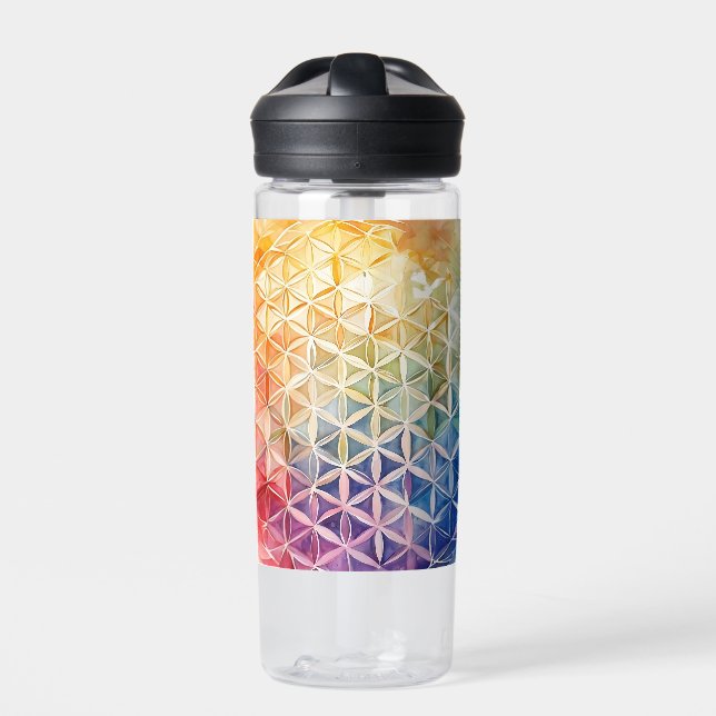 Flower of Life - Watercolor Painting Water Bottle (Front)