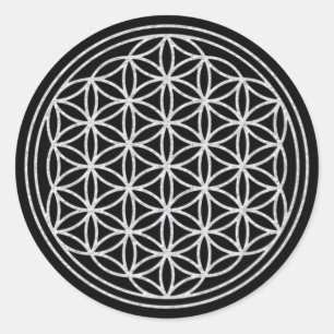 FLOWER OF LIFE - white Classic Round Sticker