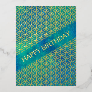 Flower Of Life - white gold pattern Foil Holiday Postcard