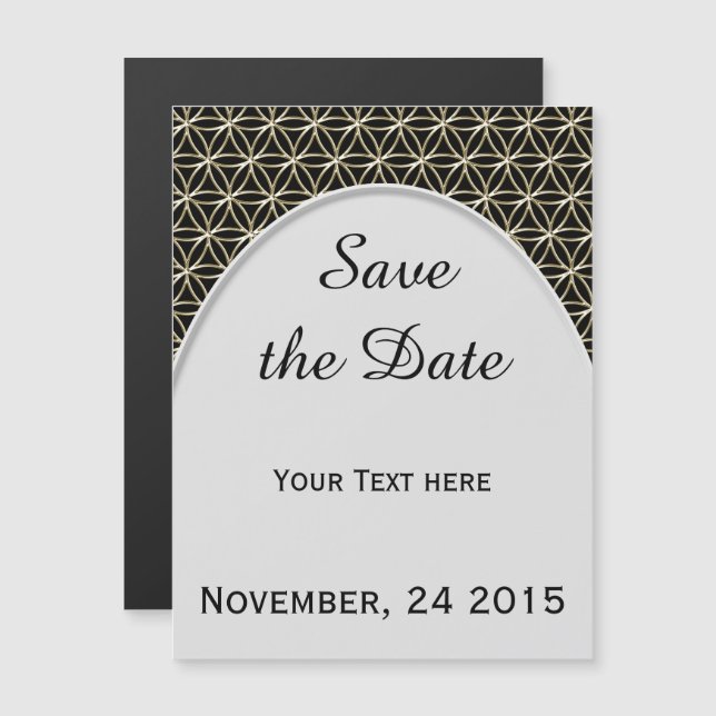 Flower of Life - white gold pattern + your backgr. Magnetic Invitation (Front/Back)