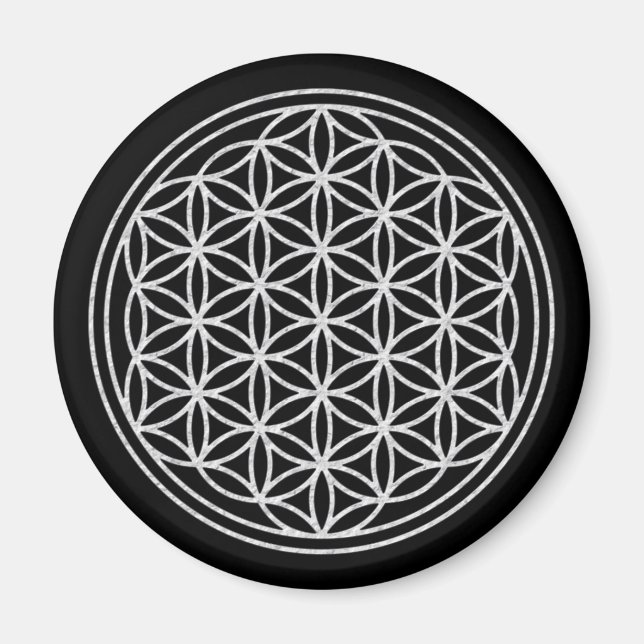 FLOWER OF LIFE - white Magnet (Front)