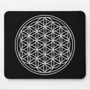 FLOWER OF LIFE - white Mouse Mat