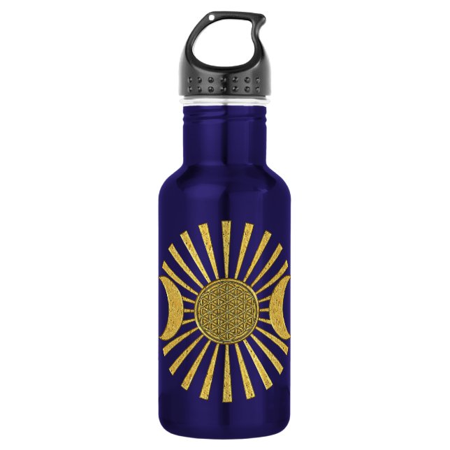 Flower Of Life with Moon 532 Ml Water Bottle (Front)