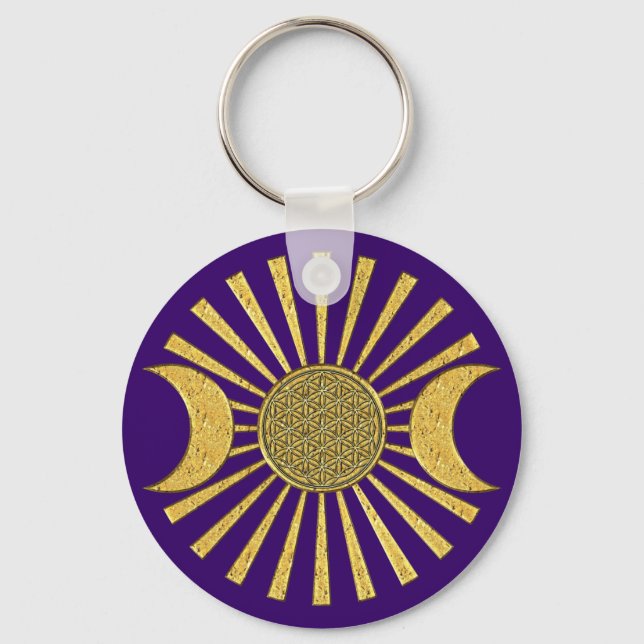 Flower Of Life with Moon Key Ring (Front)