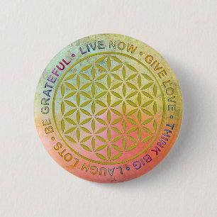 Flower Of Life with Rules Of Life 6 Cm Round Badge