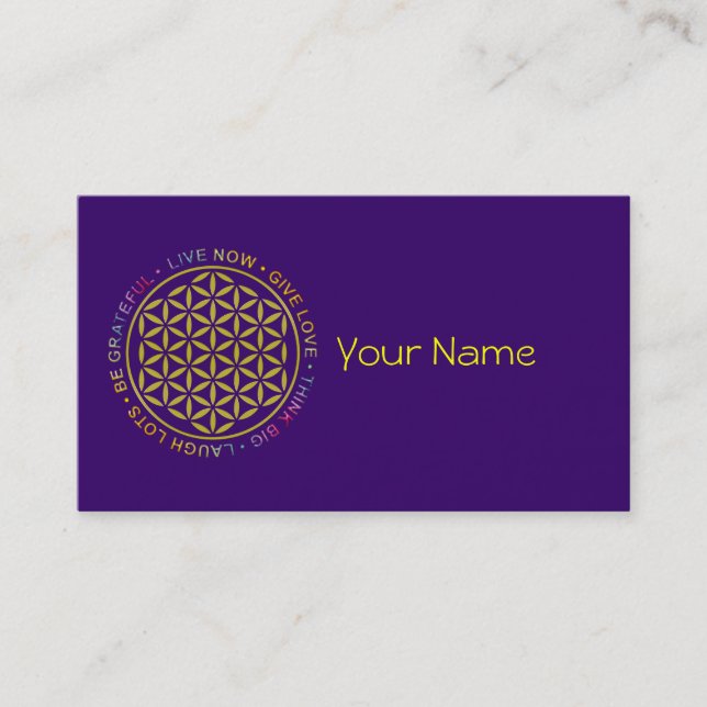 Flower Of Life with Rules Of Life Business Card (Front)