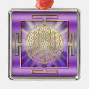 Flower Of Life Yantra Metal Tree Decoration