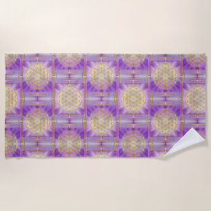 FLOWER OF LIFE - Yantra seamless pattern Beach Towel