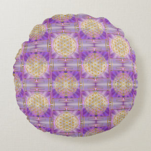FLOWER OF LIFE - Yantra seamless pattern Round Cushion
