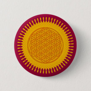 Flower Of Life - yellow sunny 6 Cm Round Badge