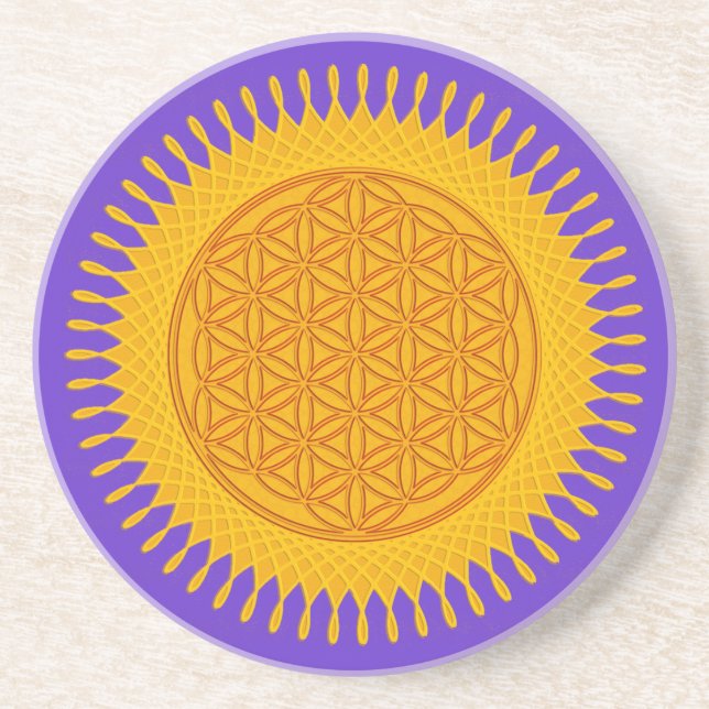 Flower Of Life - yellow sunny Coaster (Front)