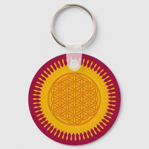 Flower Of Life - yellow sunny Key Ring