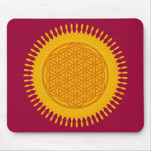 Flower Of Life - yellow sunny Mouse Mat