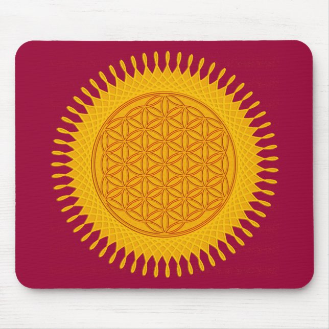 Flower Of Life - yellow sunny Mouse Mat (Front)