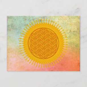 Flower Of Life - yellow sunny Postcard