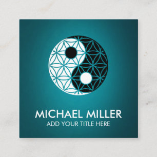 Flower of life - Yin Yang symbol Square Business C Square Business Card