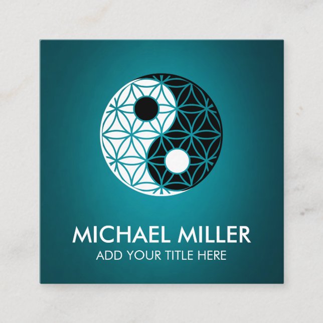 Flower of life - Yin Yang symbol Square Business C Square Business Card (Front)